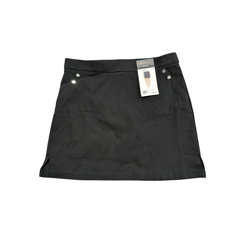 NWT Rafaella Comfort Elastic Waist Split Stretch Slash Pocket Mini Skirt Women's